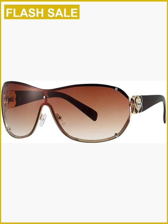 Oversized Y2K Wrap Around Shield Sunglasses Trendy Rimless Shades